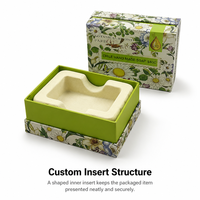 Scatola Regalo Rigida in Cartone Verde Personalizzata con Coperchio Rimovibile e Base con Rivestimento in Spugna, Goffratura e Laminazione Opaca, Logo Personalizzato