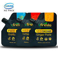 Pochette Doypack personnalisée en aluminium de qualité alimentaire avec bec verseur, anti-fuite, pour emballage de sauces liquides, pâte de gingembre, ail, curry, ketchup, sauce BBQ