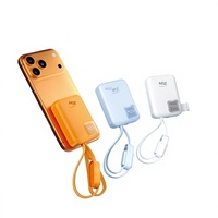 Batterie externe personnalisée certifiée 3C en plastique, charge rapide bidirectionnelle 35W, support rétractable, câble intégré, 10 000 mAh, multi-USB