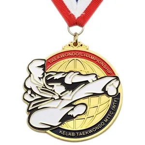 Médaille vierge en métal trophées de taekwondo et médailles de volley-ball de graduation