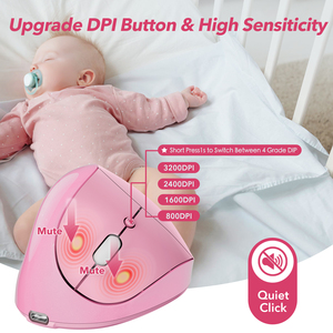 Pink <b>Wireless</b> left hand Vertical <b>Mouse</b> Rechargeable 2.4GHz Optical <b>Mouse</b> with sleep prevention function <b>for</b> <b>Laptop</b> Desktop - Product Image 4