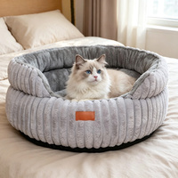 Coussin rond pour animaux de compagnie en peluche grise, durable et protecteur, tapis pour chien doux, amovible, lavable, solide, moderne, pour chat, pour une utilisation en intérieur, toutes saisons
