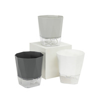Pot de fleurs hydroponique transparent en plastique à absorption automatique de l'eau pour la culture des plantes vertes, pot blanc