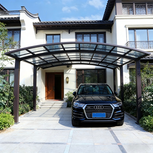 Abri de voiture en aluminium gris <span class=keywords><strong>sur</strong></span> <span class=keywords><strong>mesure</strong></span> avec <span class=keywords><strong>toit</strong></span> en polycarbonate résistant au vent fort et aux charges de neige élevées - Product Image 2