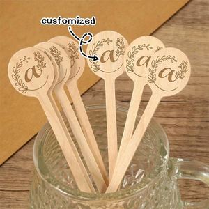 Palitos Agitadores de Café Desechables de Madera (Otros) con Cabeza Redonda y Logotipo Personalizable para Bebidas Calientes y Té con Leche - Product Image 1