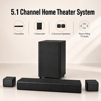Barre de son TV 5.1 canaux 410W, système audio domestique avec caisson de basses sans fil, enceintes arrière, EARC, BT 5.3 et optique