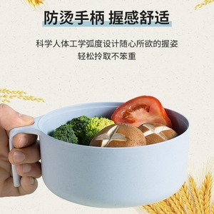 Blue Round Disposable <b>Bowl</b> With Handle And Lid <b>Large</b> Capacity For Camping And Dorm Use - Product Image 3