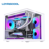 LOVINGCOOL - Caja de Ordenador para Juegos de Diseño Impresionante, Torre Media Negra con Logotipo Personalizado, Cristal Templado, para CPU, Gabinete de PC para Jugadores