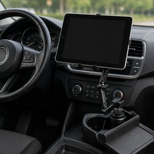 Support de tasse de voiture avec support de téléphone intégré en aluminium, réglable à 360°, pour tablette, iPad, caméra, pour Uber - Product Image 3