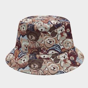 Outdoor Sunshade Fashion Caps Double Sides Reversible Pattern <b>Cute</b> Printing Fisherman Hats Cartoon <b>Bear</b> Bucket Hat - Product Image 4