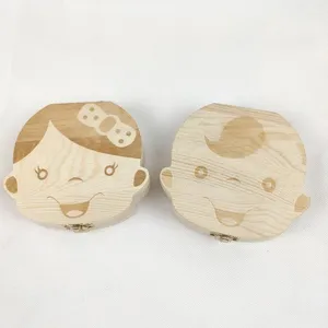 Bambini della ragazza del ragazzo deciduo dente denti da latte box incisione laser scatola di legno di legno del bambino box denti