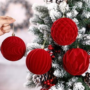 35Pcs Velvet Christmas <b>Tree</b> <b>Ornaments</b> Set Shatterproof Flocked Christmas Decorations Velvet Christmas Balls for Xmas Party Decor - Product Image 3