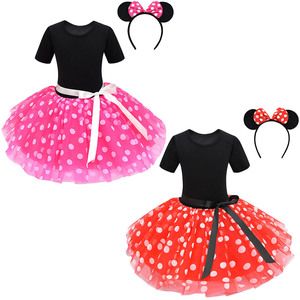 Disfraz de Minnie Mouse para Niñas, Vestido Rosa Rojo con Lunares Blancos, Disfraz de Princesa de Televisión con Diadema, Conjunto de Vestidos de Tul con Lazo para Fiesta - Product Image 4