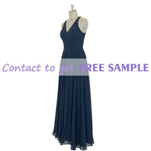 Robes de <span class=keywords><strong>demoiselle</strong></span> <span class=keywords><strong>d</strong></span>'<span class=keywords><strong>honneur</strong></span> TEENYEE, modernes, dernières tendances, en mousseline de soie, avec fente latérale, col en V, bleu marine foncé, <span class=keywords><strong>robe</strong></span> de soirée élégante - Product Image 3