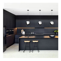 Armoires de cuisine noires laquées brillantes de luxe, design moderne, fabrication directe d'usine, Australie, pour la maison