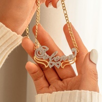 Collier personnalisé en acier inoxydable plaqué or 18 carats avec pendentif cœur en zircon double couche, cadeau de mariage chrétien pour femme