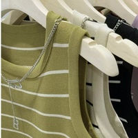 Chandails en soie d'été pour femmes de haute qualité nouveau mince contraste couleur rayé mode sans manches tricoté gilet hauts