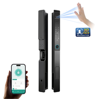 Serrure de porte intelligente en verre pour extérieur, étanche, avec reconnaissance faciale 3D, application Tuya, pour portes en aluminium et en acier inoxydable