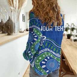 Camisa Informal Personalizada Vintage Australia <span class=keywords><strong>Victoria</strong></span> Dragons Boat para Mujer, Camisa con Estampado Floral de Otoño, Botón de Estilo de Puntos Aborigen Australiano - Product Image 2