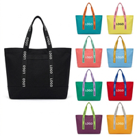 Sac fourre-tout en toile de coton biologique recyclable avec logo personnalisé, grande capacité, poche intérieure ouverte et design réutilisable
