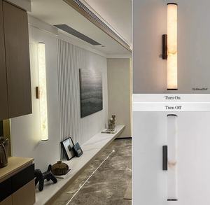 Applique murale moderne pour hôtel de luxe en pierre LED or et noir pour décoration d'intérieur Applique murale décorative or de luxe en albâtre - Product Image 5