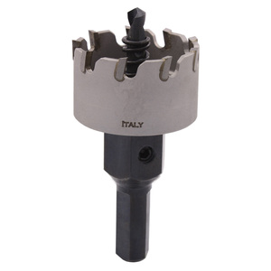 Toma el T.C.T. Sierra perforadora para acero inoxidable, métrica, con punta de carburo y tubo de soporte integrado, para corte de tubos, fabricada en Italia. - Product Image 1