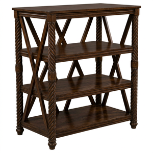 Estantería Tradicional de Madera de 2 Niveles, Librería Independiente de Estilo Antiguo para Sala de Estar o Dormitorio, Diseño Duradero sin Respaldo - Product Image 1