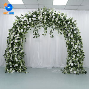LFB1832 Luckygoods U Shape Green Leave White Rose Flower Artificial Flower Arch <span class=keywords><strong>pour</strong></span> la décoration de <span class=keywords><strong>mariage</strong></span> - Product Image 4