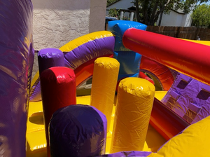 Vui <span class=keywords><strong>Trampoline</strong></span> Inflatable lâu đài bouncy ngoài trời khóa học trở ngại nền tảng trượt cho người lớn và trẻ em - Product Image 4