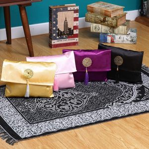 Foldable Custom High Pile Braided Prayer Rug Mosque Use Muslim Backrest Flat Weave Jacquard Machine Made Non-Slip Cushioned - Product Image 3