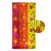 Dekorasi Dinding Tirai Rumbai Foil Daun Maple Merah Oranye & Kuning untuk Pesta Thanksgiving