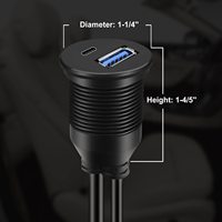 FARSINCE Dual USB 3.0 A mâle vers USB A et USB C femelle encastré câble étanche de voiture