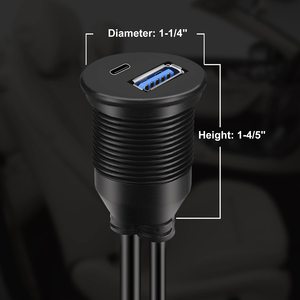 Farsince Kép <span class=keywords><strong>USB</strong></span> 3.0 Một Nam Để <span class=keywords><strong>USB</strong></span> A Và <span class=keywords><strong>USB</strong></span> C Nữ Flush Bảng Điều Chỉnh Núi Xe Cáp Không Thấm Nước - Product Image 2