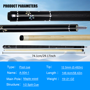 High-end Maple Wood Inlaid Pattern Pool Cue - 12.5mm Tip Uni-loc Joint Black Floral Pattern Billiard Stick - Product Image 4