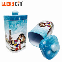 Emballage en fer blanc personnalisé, boîte en métal de forme carrée, boîte en fer blanc de thé de café de noël avec couvercle