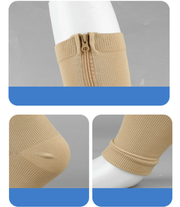 Manches de mollet 15-20mmHg Chaussettes de compression graduées avec fermeture à glissière Bas tricotés en peau à bout ouvert pour varices <span class=keywords><strong>Maternité</strong></span> - Product Image 3