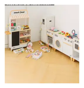 Snack-bar en bois pour enfants charrette à bras jouets maison pour enfants de 3 à 6 ans magasin de simulation de jeu de rôle jouets de cuisine familiale en bois