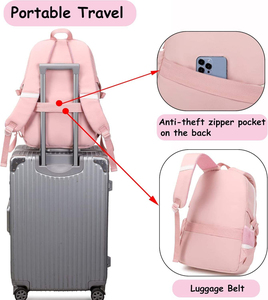 School Backpacks for Teen Girls - Laptop Backpacks 15.6 Inch College Cute Bookbag Anti Theft Women Casual Daypack,Pink Backpack - Product Image 4