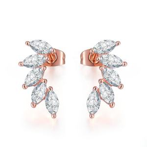 Sıcak toptan basit yaprak şekli kulak paletli kübik zirkon elmas kulak tırmanıcı küpe KC164-<span class=keywords><strong>M</strong></span> - Product Image 1