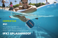 HOPESTAR P9115W Enceinte portable d'extérieur étanche IPX7 avec Bluetooth 5.3, son stéréo 2.0, USB, AUX, TF, pour le sport, avec lumière RGB