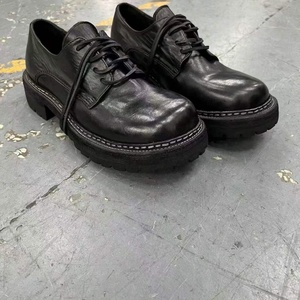 Chaussures Oxford en cuir noir à bout rond, lacets, semelle en caoutchouc antidérapante, toutes saisons, chaussures habillées pour hommes - Product Image 4