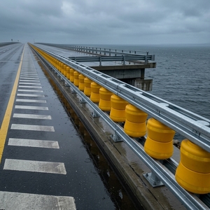 Système de barrière de sécurité routière à rouleaux anti-impact, garde-corps rotatif pour autoroute, interchange, pont, zone courbe - Product Image 1