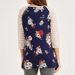 Camisetas informales de lactancia florales para mujeres embarazadas, jersey de verano, estilo Modal, camisetas de maternidad a granel, método de tejido - Product Image 5