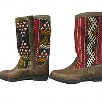Bottes kilim en cuir véritable exceptionnelles