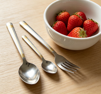 Lot de cuillères de table en acier inoxydable avec poignée gaufrée, couleur argent, faible MOQ pour les distributeurs en gros