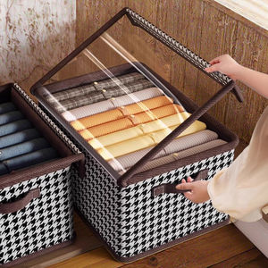 Kuş ızgara katlanır depolama sepeti ev çekmece tarzı dolap saklama kutusu giysi pantolon yorgan organize kutusu için - Product Image 6