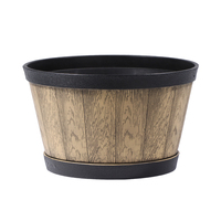 Pot Bunga Taman Desain Kayu Plastik Dibuat dengan Baik Desain Pabrik Dalam Ruangan Dekoratif Ember Gaya Pedesaan Pot Tong Anggur