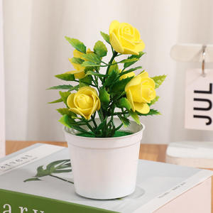 Plante artificielle en pot <span class=keywords><strong>de</strong></span> <span class=keywords><strong>rose</strong></span> en plastique, décoration créative pour la <span class=keywords><strong>maison</strong></span>, verdure, paysage, fausse plante en pot, ornement - Product Image 3