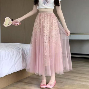 Personnalisé Élégant Luxe <span class=keywords><strong>Femme</strong></span> Taille Haute Midi Jupe Plissée Paillettes Maille Pure <span class=keywords><strong>Tutu</strong></span> Jupe Longue Doux Décontracté Durable - Product Image 6