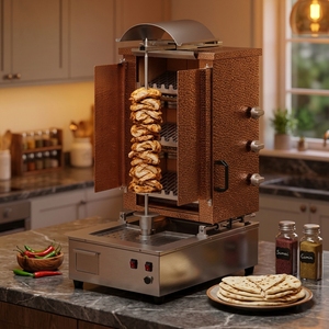 Motor de Asador de Pollo y Gyros Turcos Golden Style Doors Gaz Lava Stone con Rotación Automática, Gran Potencia de 23KW, <span class=keywords><strong>para</strong></span> <span class=keywords><strong>Carne</strong></span>, Pavo y Shawarma - Product Image 1